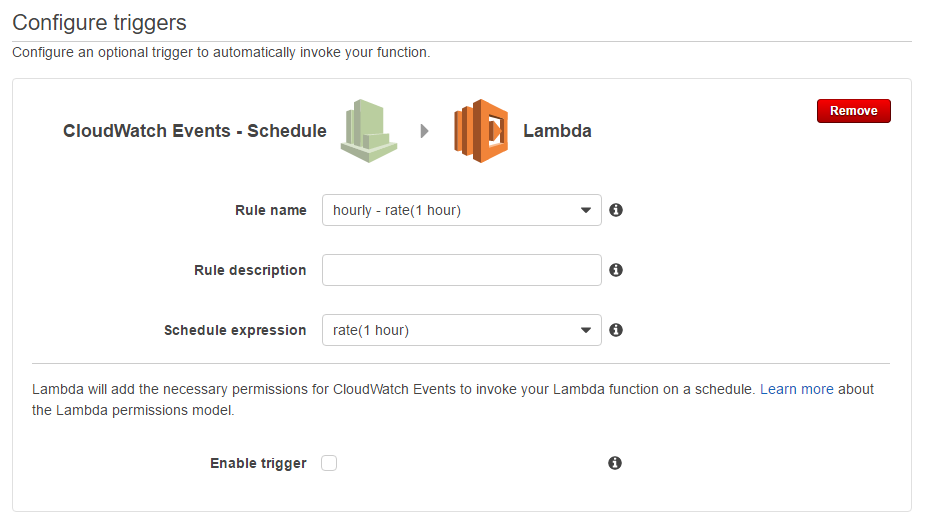 AWS Lambda trigger configuration